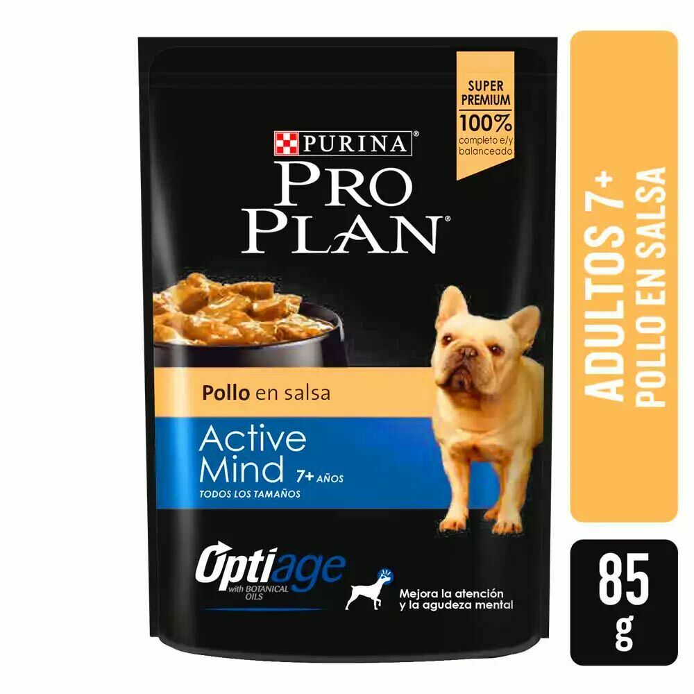 POUCH PRO PLAN PERRO ADULTO Y SENIOR ACTIVE MIND +7 (POLLO) 85 GR - Imagen 2