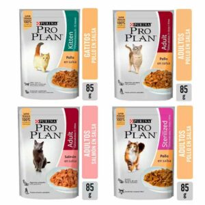 Pouch Pro Plan Gato Adulto, Kitten & Sterilized ( Salmón-Pollo) 85 gr