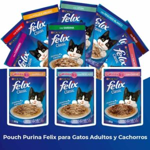 Pouch Purina Felix para Gatos Adultos y Cachorros