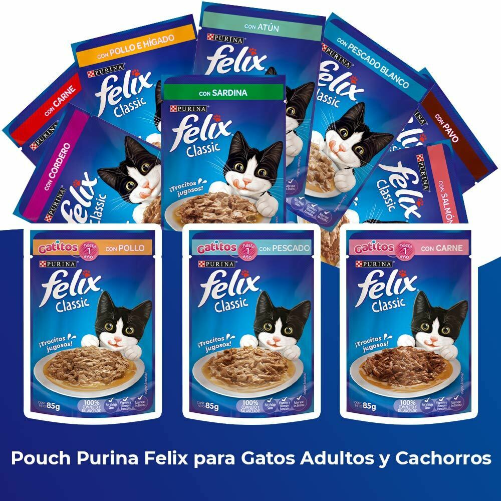Pouch Purina Felix para Gatos Adultos y Cachorros